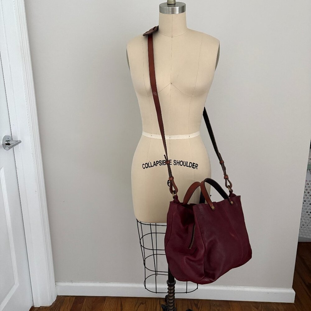 Sundance Burgundy and Brown Leather Satchel